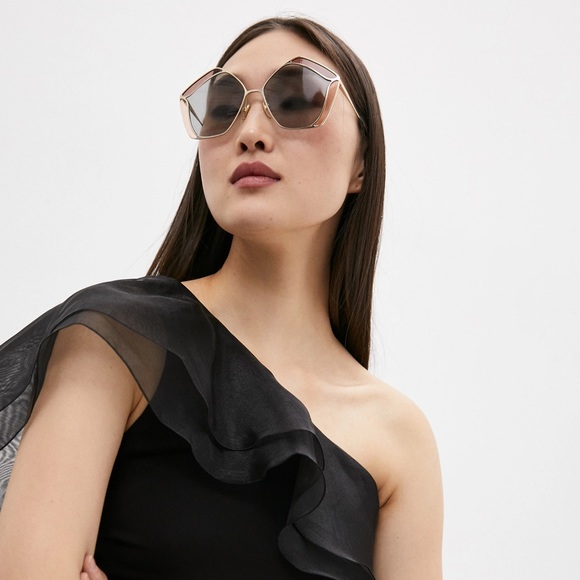 New - Chloé CH0026S Gemma metal and acetate pentagon-frame sunglasses - Picture 1 of 16